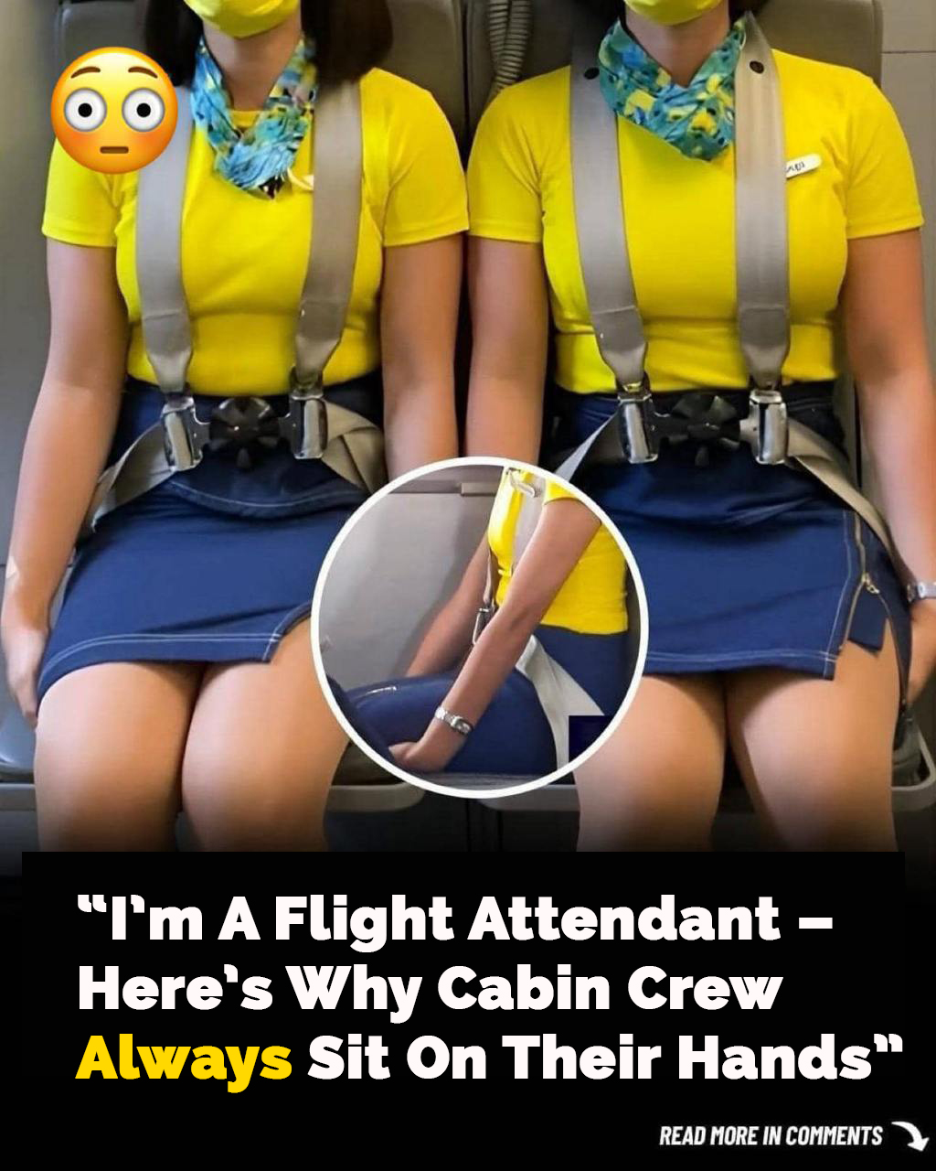 Surprising reason flight attendants sit on their hands