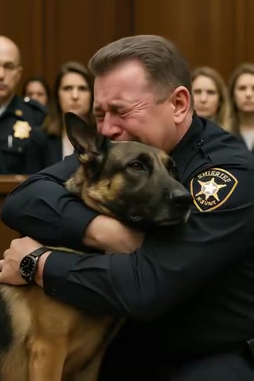 A convicted police officer asked to see his dog one last time, but when the German shepherd entered the courtroom,.