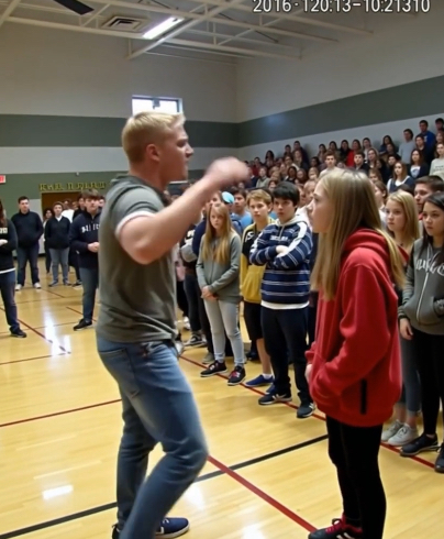 The high school bully insulted her in front of the entire school and started mocking