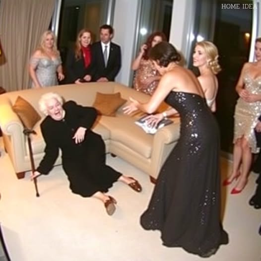 At their million-dollar housewarming party, my daughter-in-law pushed me off the sofa and sneered